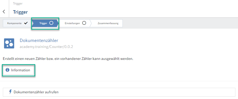 Informationen Komponente Trigger