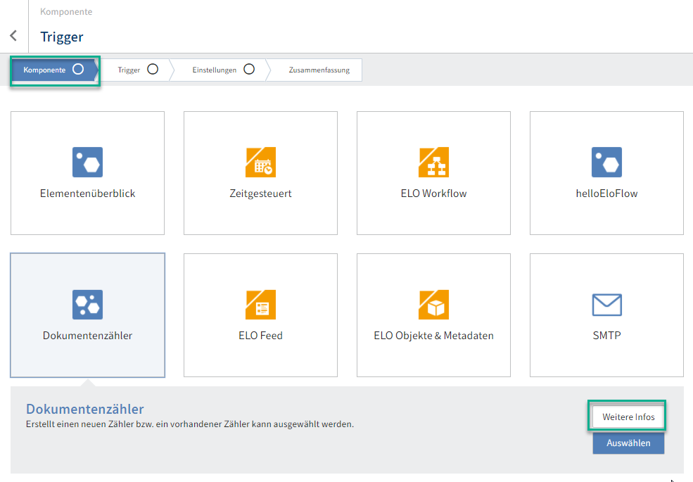 Weitere Informationen Komponente Trigger