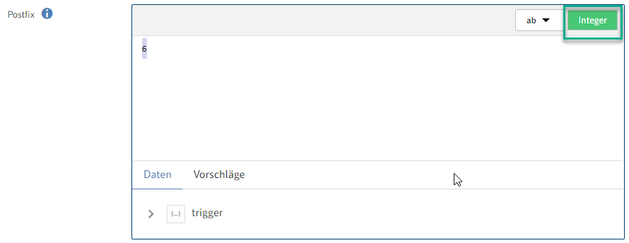 Eingabefeld Editor Integer