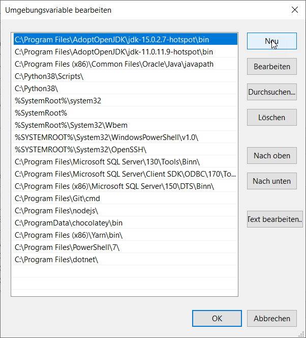 Neue Path Variable