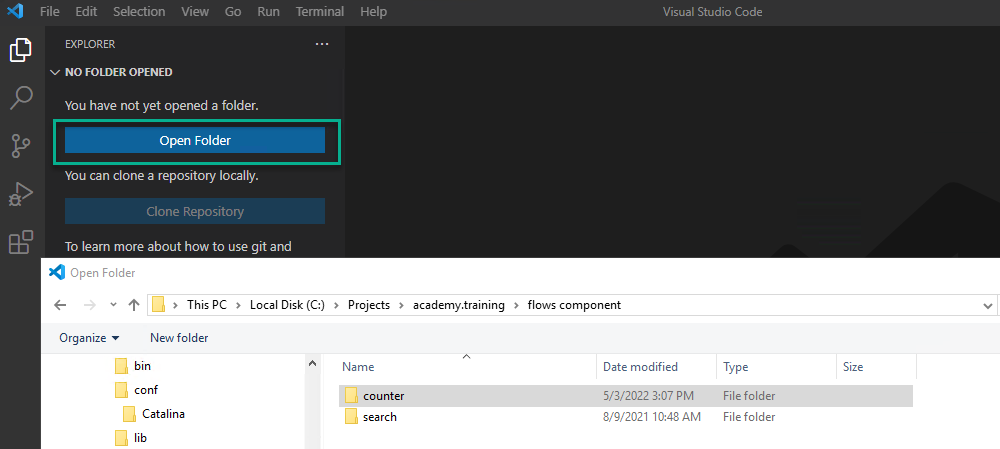 Projektordner im Dateisystem