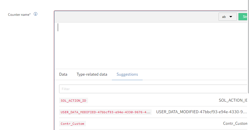Vorschläge im Eingabefeld