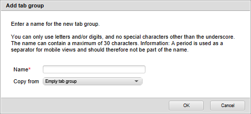 'Add tab group' dialog box