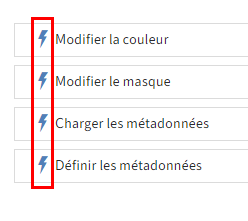 Services individuels marqués avec le symbole d'un éclair