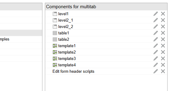 Components for the test form