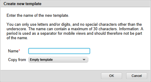 'Create new template' dialog box