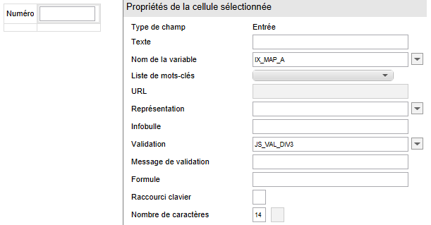 Beispiel pour une fonction de validation auto-définie dans le champ 'Validation'