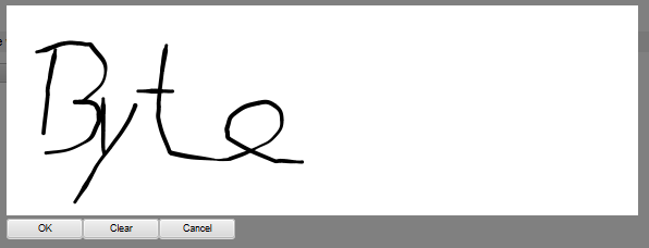 Drawing area over a form with signature