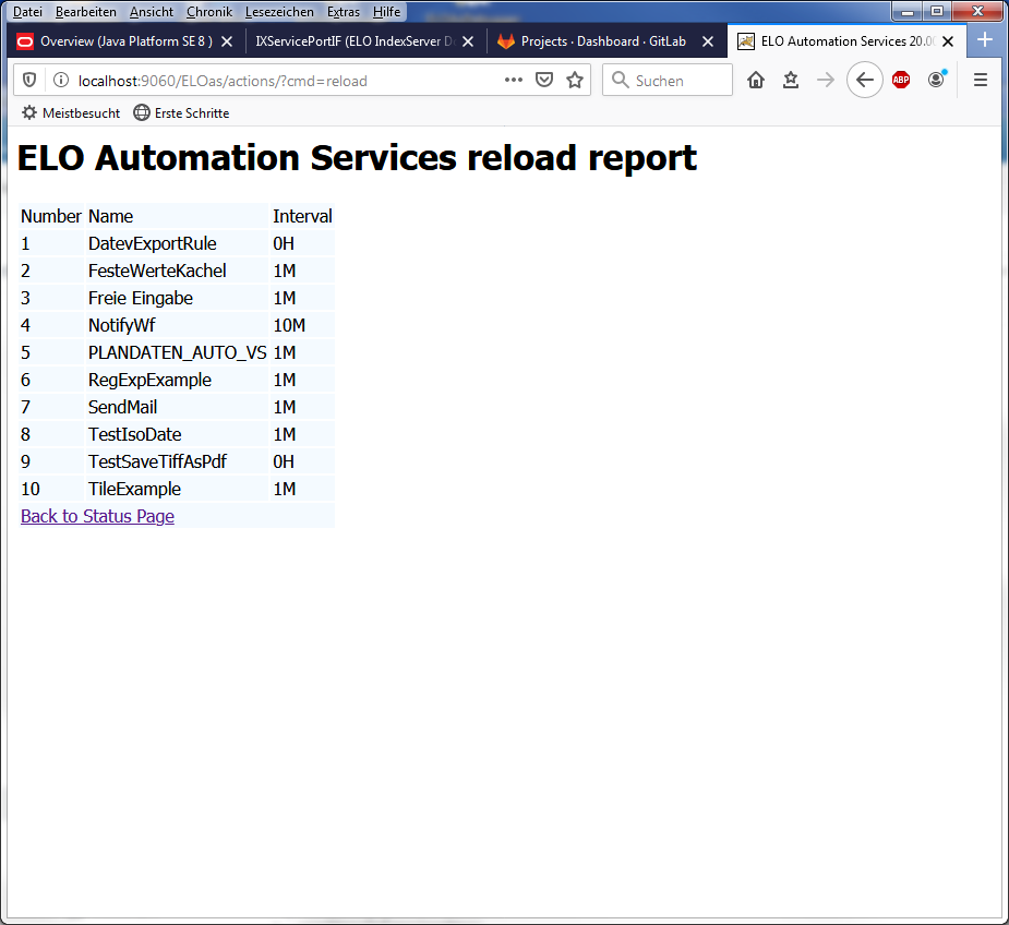 ELO Automation Services reload report