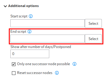 'End script' field