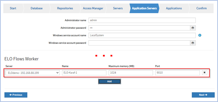 Seite 'Application Servers'