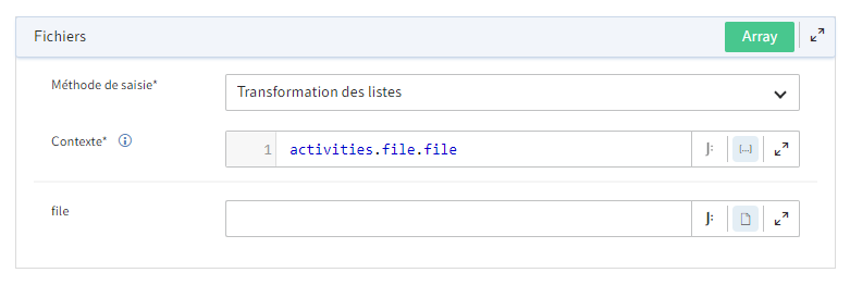 Exemple : assignation d'aspect avec la méthode de saisie 'Transformation de liste'