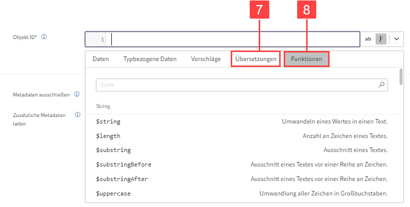 JSONata-Editor im Expertenmodus