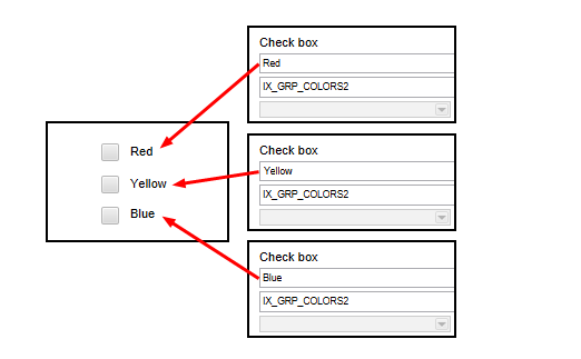 Multiple check box fields with one check box each