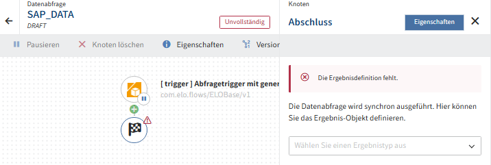 Abschluss konfigurieren bei synchronem Flow