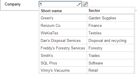 Example 'Relation' type field in the form; table as keyword list