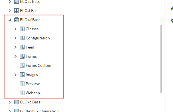 ELO Repository; Ordner 'ELOwf Base' mit Unterordnern