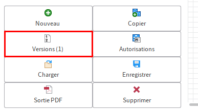 Bouton 'Versions'