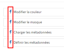 Services individuels marqués avec le symbole d'un éclair