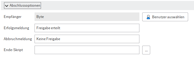 Bereich 'Abschlussoptionen'