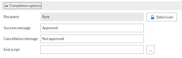 'Completion options' area