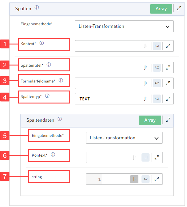 Eingabemethode 'Listen-Transformation'