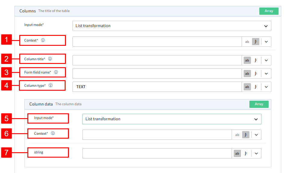 'List transformation' input mode