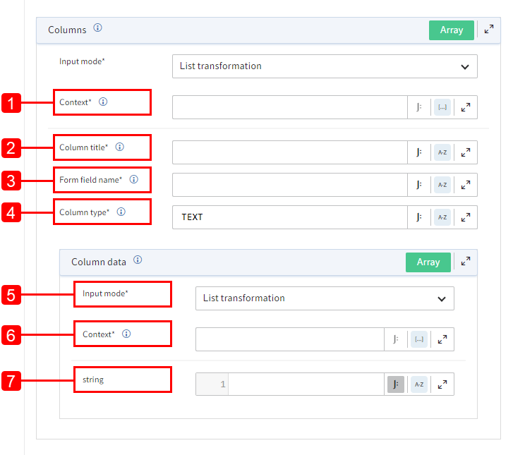 'List transformation' input mode