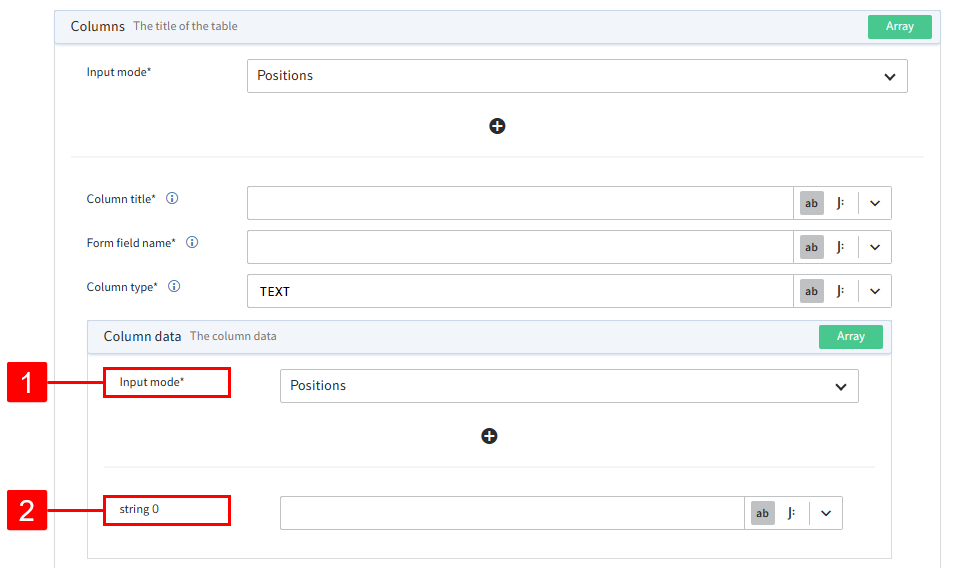 'Positions' input mode