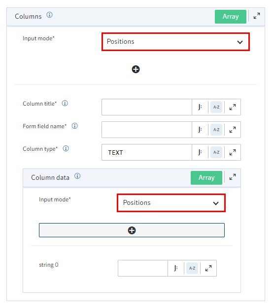 'Positions' input mode