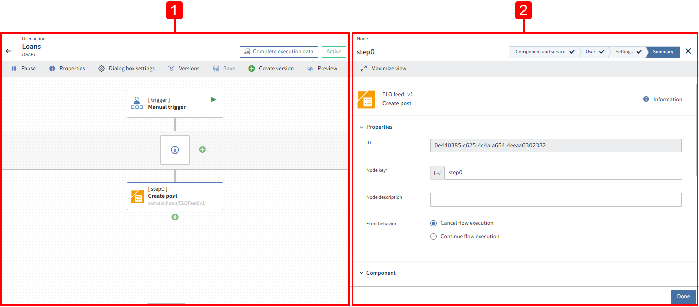 Flow designer with the configuration area open