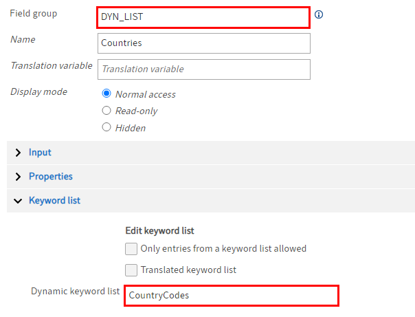 Field template for a field with dynamic keyword list