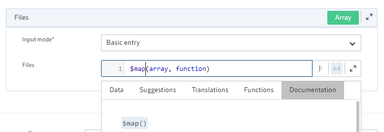 Example: Aspect mapping with the 'Basic entry' input mode.