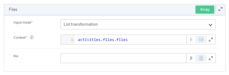 Example: Aspect mapping with the 'List transformation' input mode.