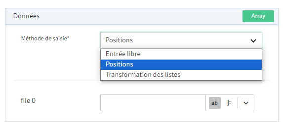 Sélection des méthodes de saisie dans le contexte des listes.