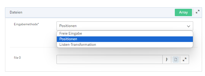 Auswahl der Eingabemethoden im Kontext von Listen