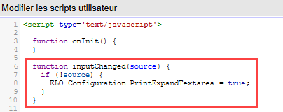 Elément 'Modifier les scripts utilisateur'; flag pour élargir l'espace texte