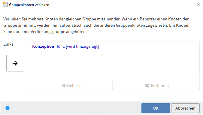 Dialog 'Gruppenknoten verlinken'