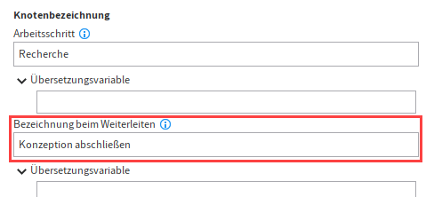Feld 'Bezeichnung beim Weiterleiten'