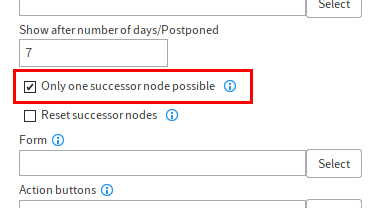 'Only one successor node possible' option