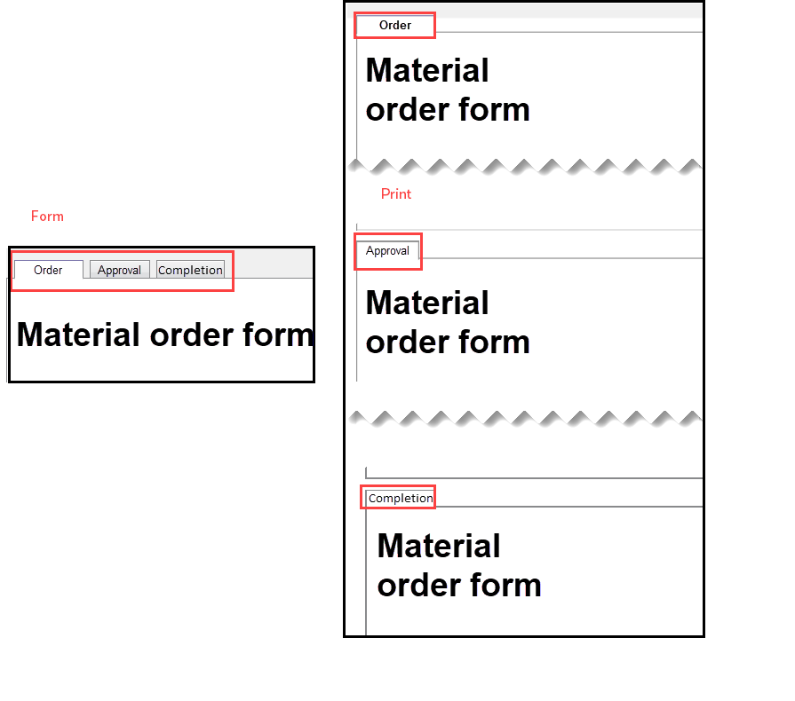 Form designer; print all tabs