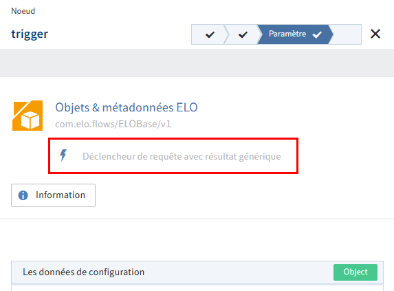 Déclencheur de requête avec résultat générique dans l'onglet 'Réglages'