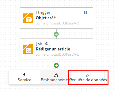 Champ de sélection 'Requête de données' dans le créateur de flows