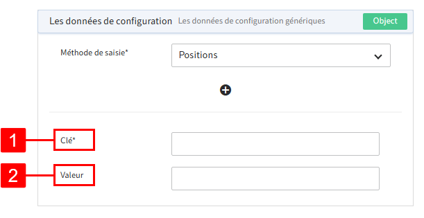 Configuration en option avec données de configuration statique pour la méthode d'entrée 'Position'