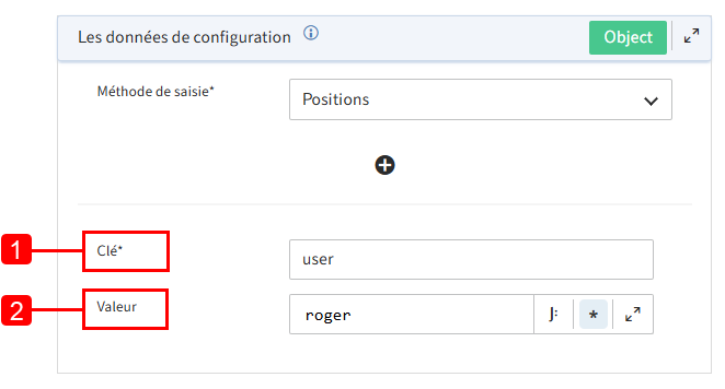 Configuration en option avec données de configuration statique pour la méthode d'entrée 'Position'