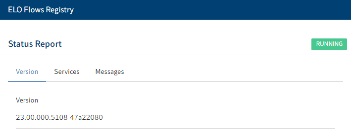 Page de statut du registre de ELO Flows