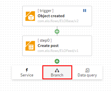 'Branch' selection field in the flow designer