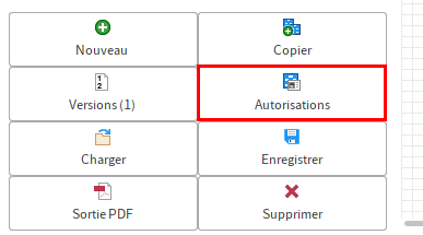 Bouton 'Autorisations'