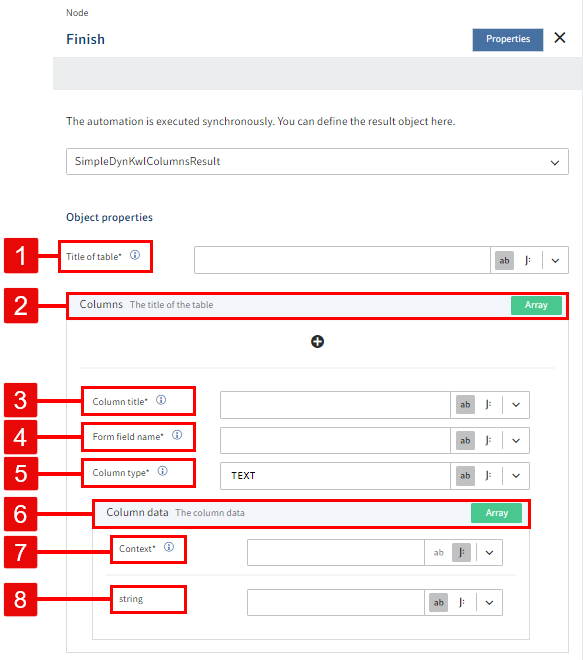 SimpleDynKwlColumnsResult: Configuration options for the result object