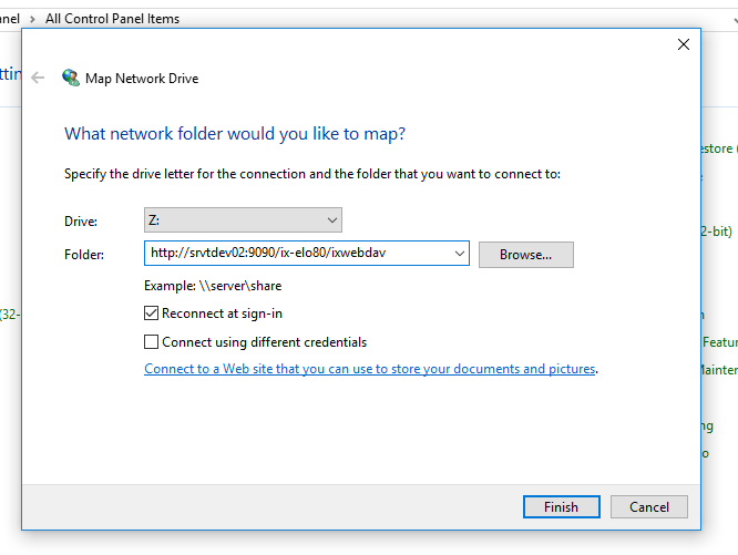 Connecting to a network drive in Windows